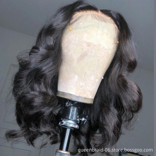 Short Bob Wigs Brazilian Hair Body Wave Lace Front Human Hair For Black Women Pre Plucked with Baby Hair Nature Black Color